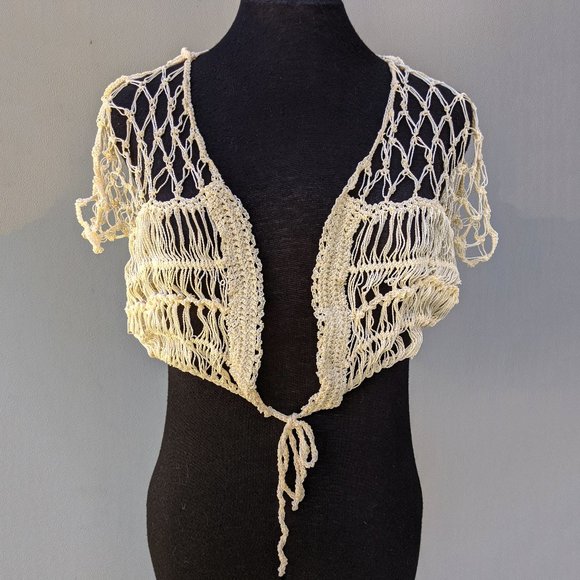 Hand Crafted Other - Handmade Crochet Champagne Metallic Bolero